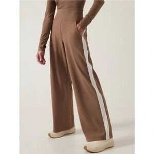 Athleta Brown Wide Leg Pants with White Stripe